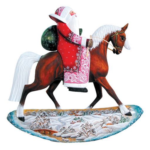 Коллекционная игрушка Дед Мороз верхом на лошади