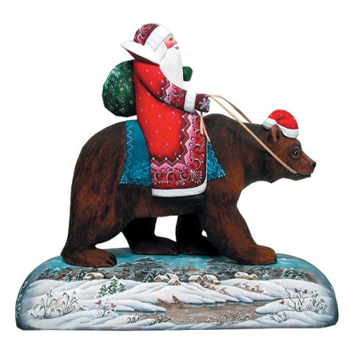 Коллекционная игрушка Дед Мороз на буром медведе
