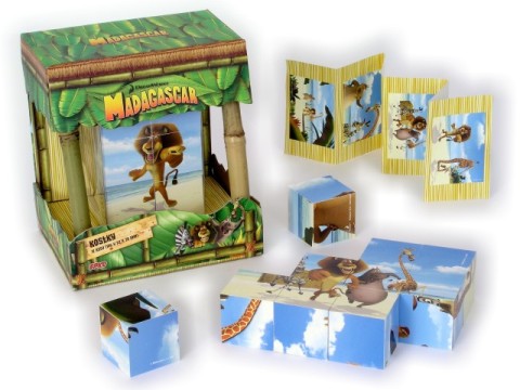 Кубики детские деревянные "Мадагаскар" - 3х4 шт.