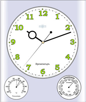 Кварцевые настенные часы с метеоприборами RST