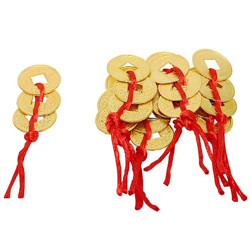 Ден. амулет Три монеты золото 2 см (10 шт в упак)