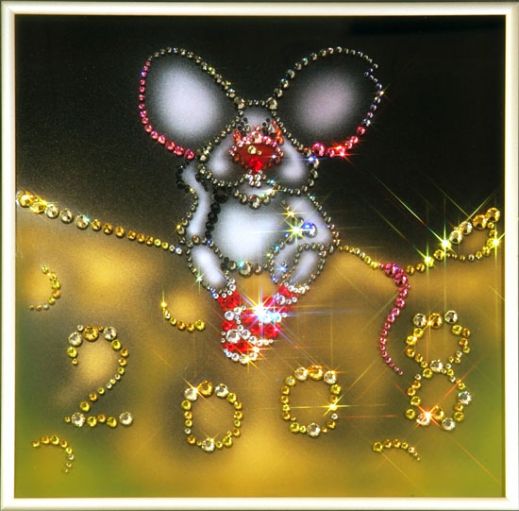 Картина с кристаллами Swarovski Крыса на сыре