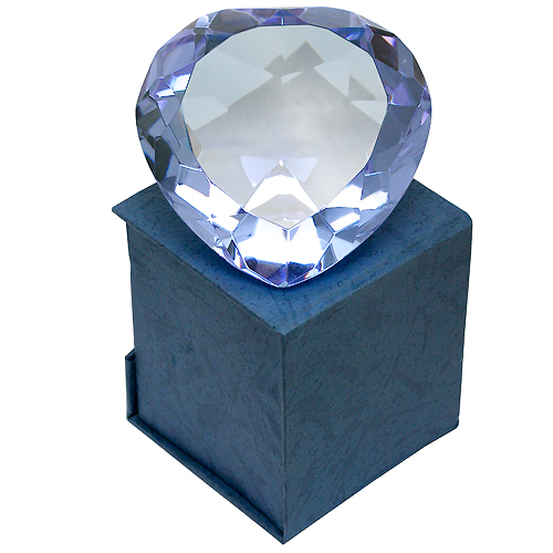 Сувенир Сердце граненое голубое 6 см хрусталь