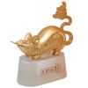 Сувенир "Крыса с монетой на хрустале" (сусальное золото) 16 см.
