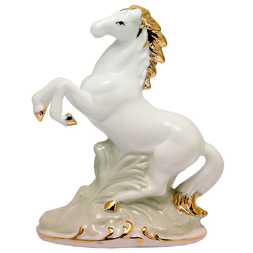 Сувенир Лошадь 16 см белый фарфор