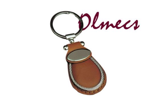  Брелок коричневая кожа с серебряной отделкой от Olmecs