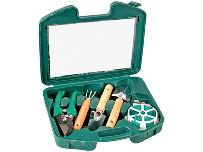 Набор садовых инструментов в чемодане, 5 предметов, зеленый