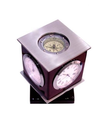 Настольный сувенир с часами, гигрометром, термометром и компасом