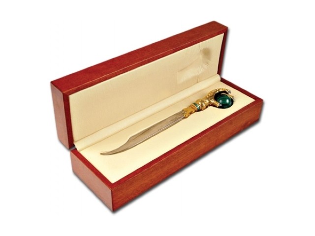 Подарочный нож для бумаги из малахита