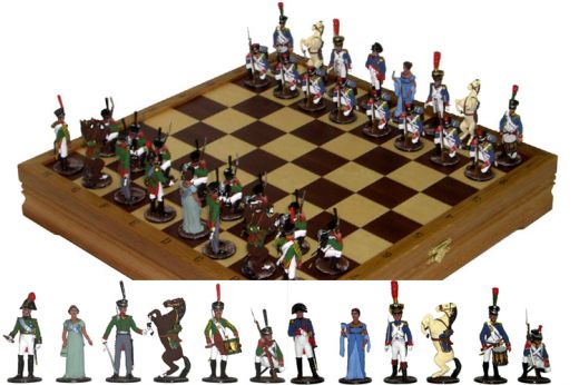 Шахматы "Бородинское сражение" с фигурами из олова