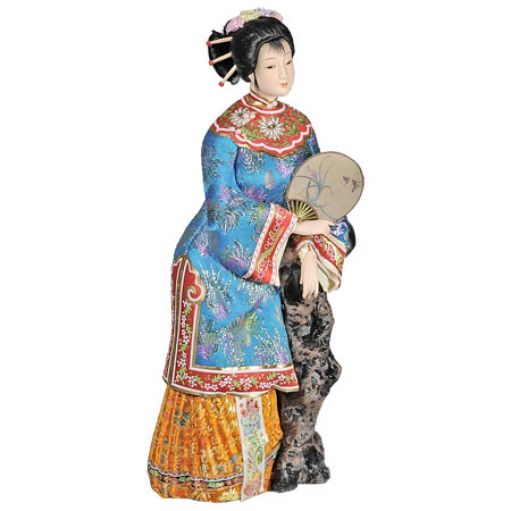 Кукла коллекционная "Китаянка с веером у камня" 30см.