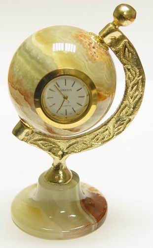 Сувенир "Глобус" с часами D5cm H9.5cm (оникс)